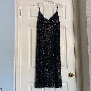 Sequin strappy black dress